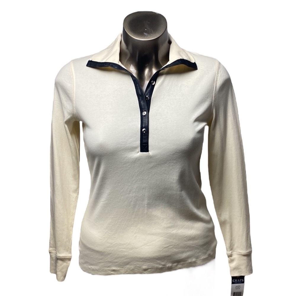 Chap Button Down Neck Winter Cream Sweater Work Dress Up or Down Size Large G\G